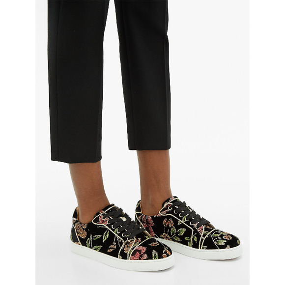 Christian Louboutin Vieira Orlato Flat Black Velvet Lace Up Low Top Sneaker 38 - Picture 8 of 12